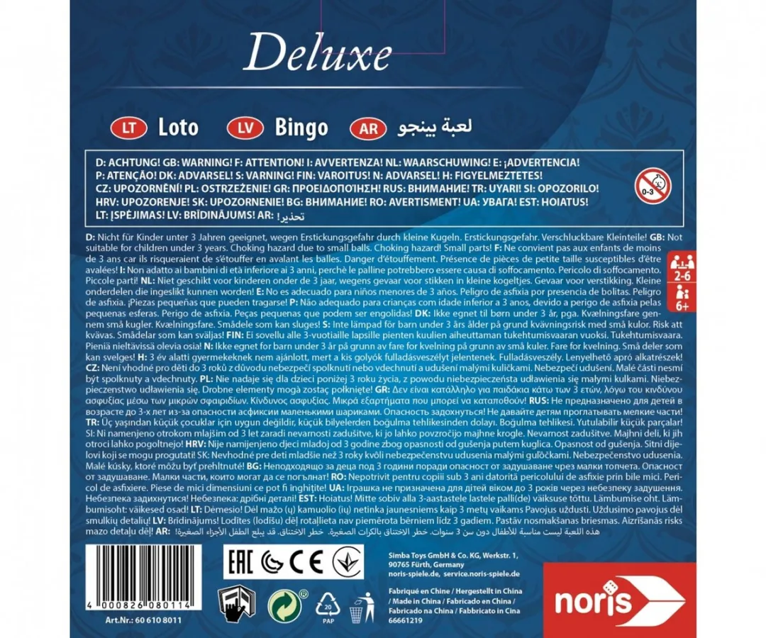 Noris Deluxe Bingo Bordspel - 6 Spelers - afbeelding 2 van 6