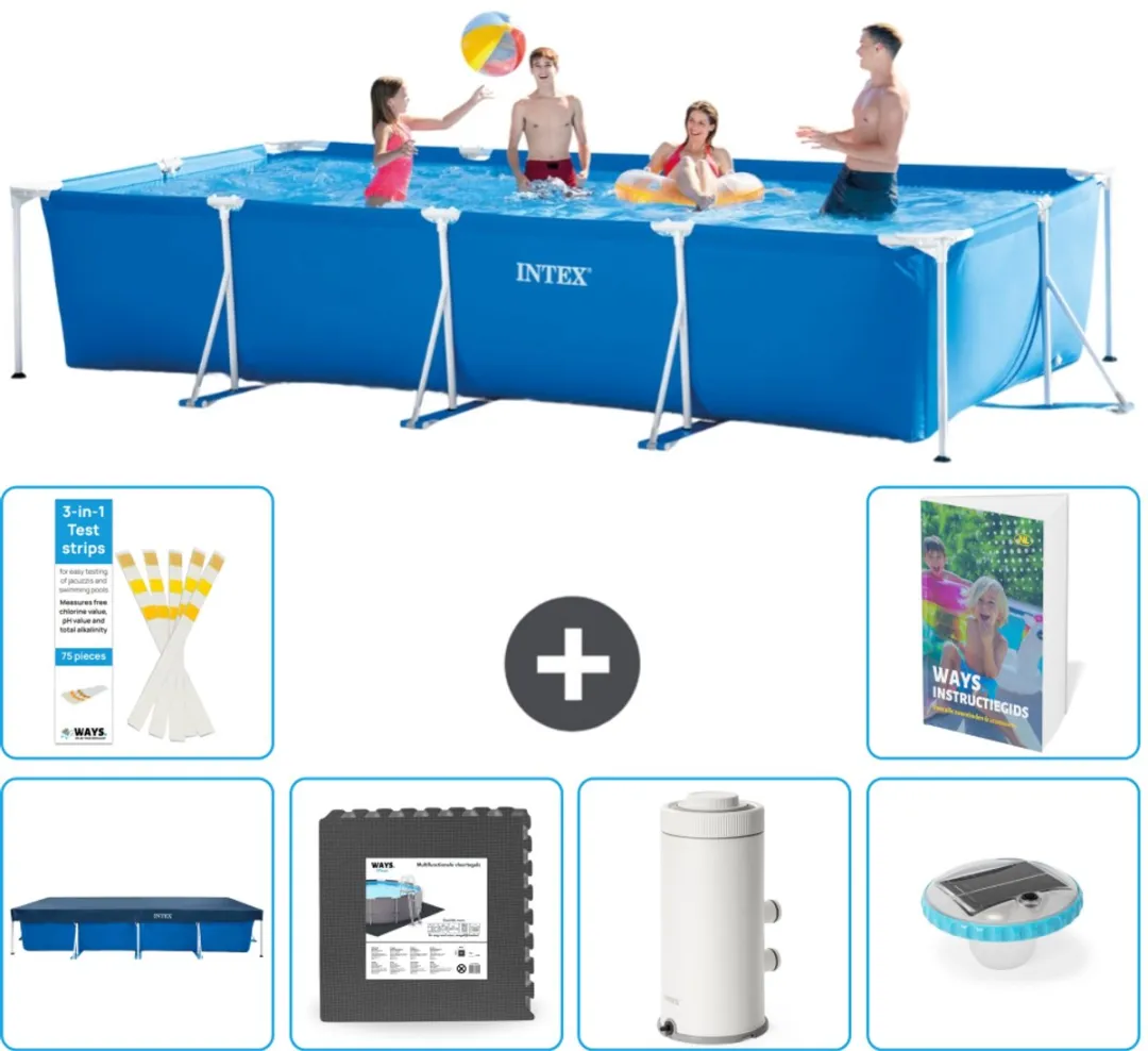 Intex Rechthoekig Frame Zwembad 450x220x84cm - Blauw - 7-delig