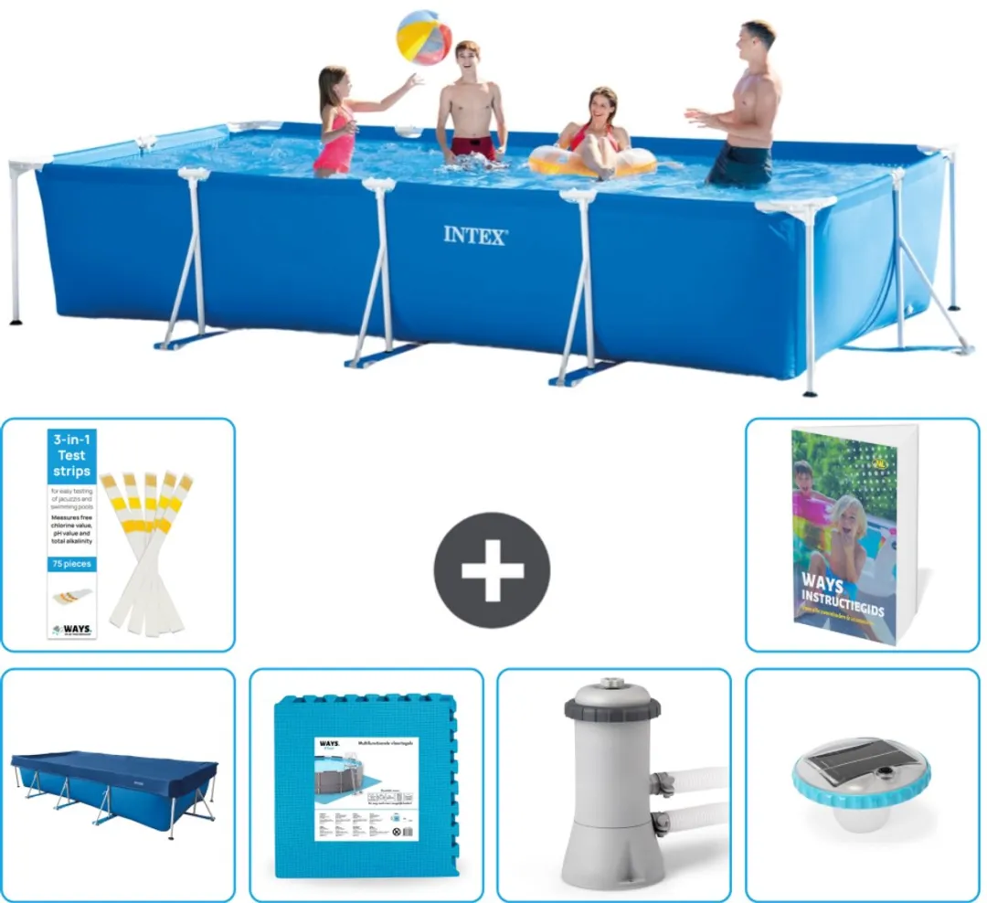 Intex Rechthoekig Frame Zwembad 450x220x84cm - Blauw - 7-delig