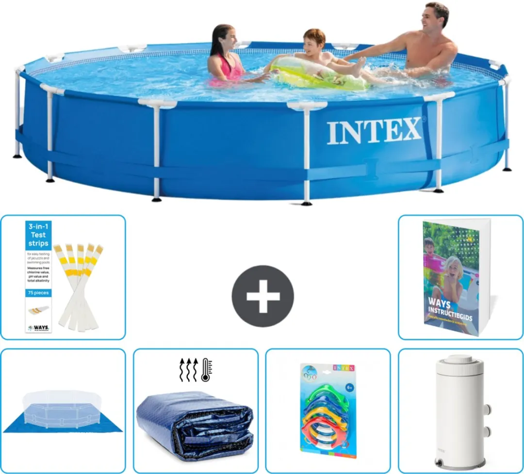 Intex 28210NP-Blauw Rond Frame Zwembad 366x76cm