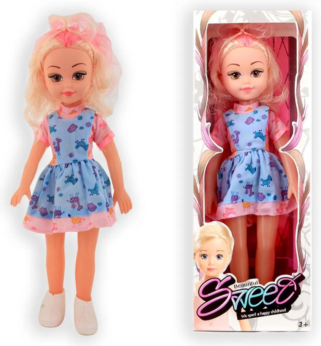 Jonotoys Pop 40cm Blauw Jurkje - 8374