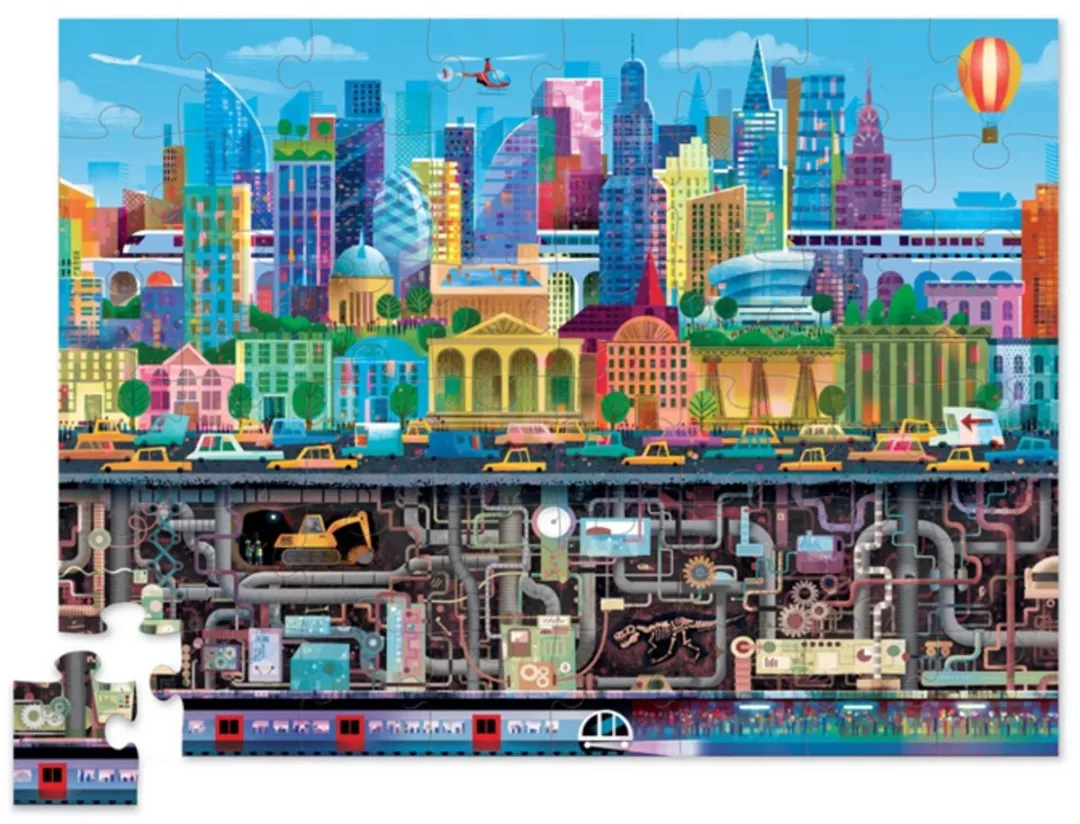 Crocodile Creek Above & Below City Puzzel 48 Stuks - Multicolor