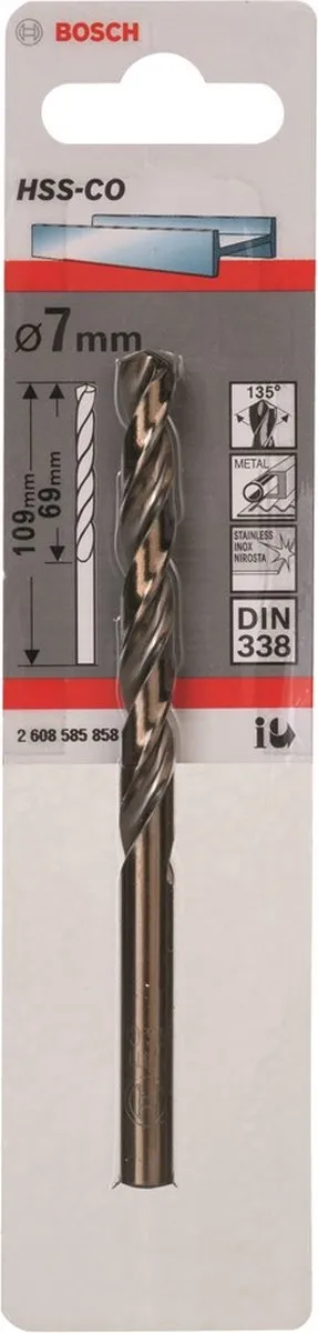 Bosch Metaalboren HSS-Co 7mm - 7x69x109mm