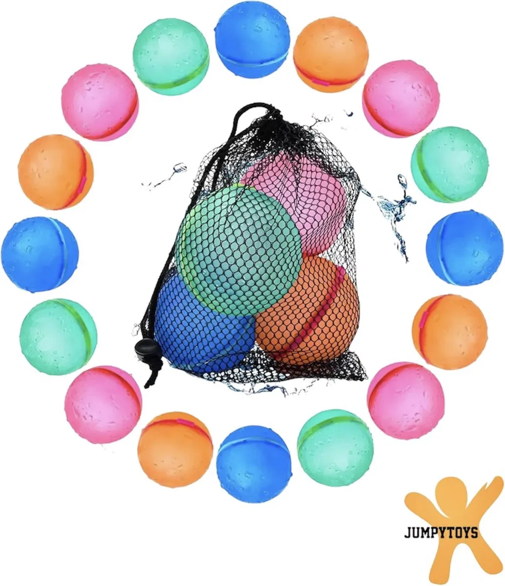 Jumpytoys Hervulbare Waterballonnen 6 Stuks - Geel/Blauw/ Groen