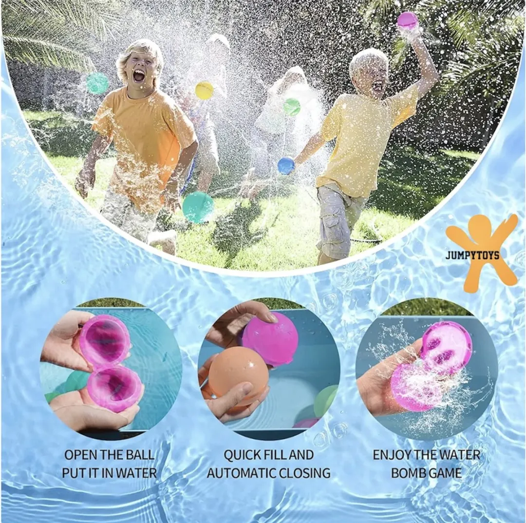 Jumpytoys Hervulbare Waterballonnen 6 Stuks - Geel/Blauw/ Groen