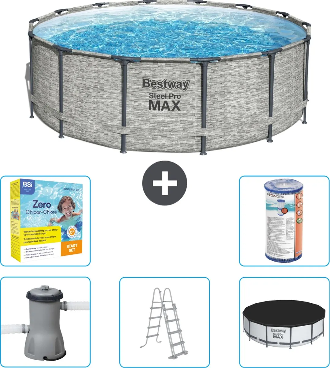 Bestway Steel Pro MAX Zwembad 427x122cm - Grijs