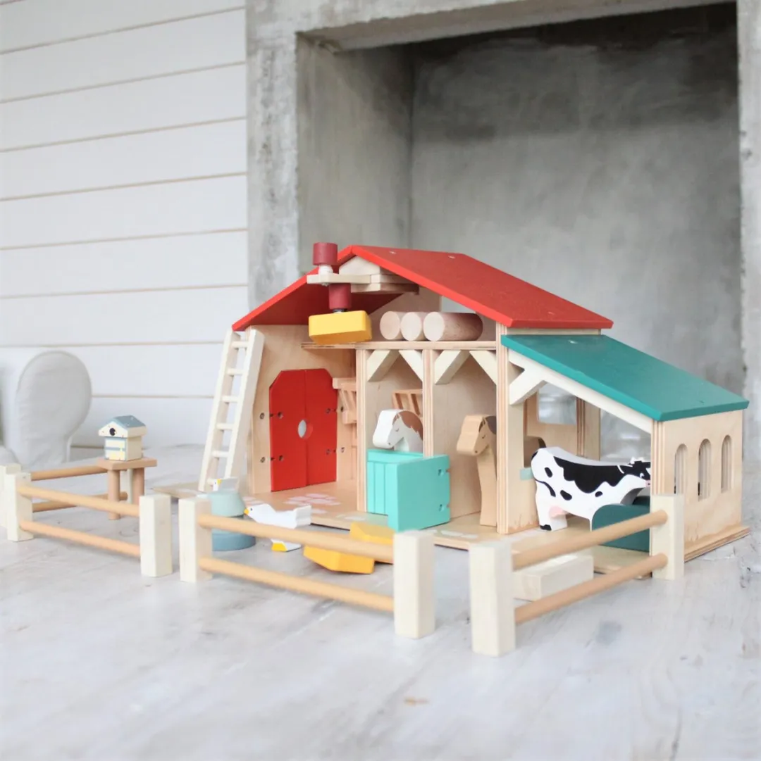 Tender Leaf Toys Boerderij Speelset 21-delig - 51x38,5cm