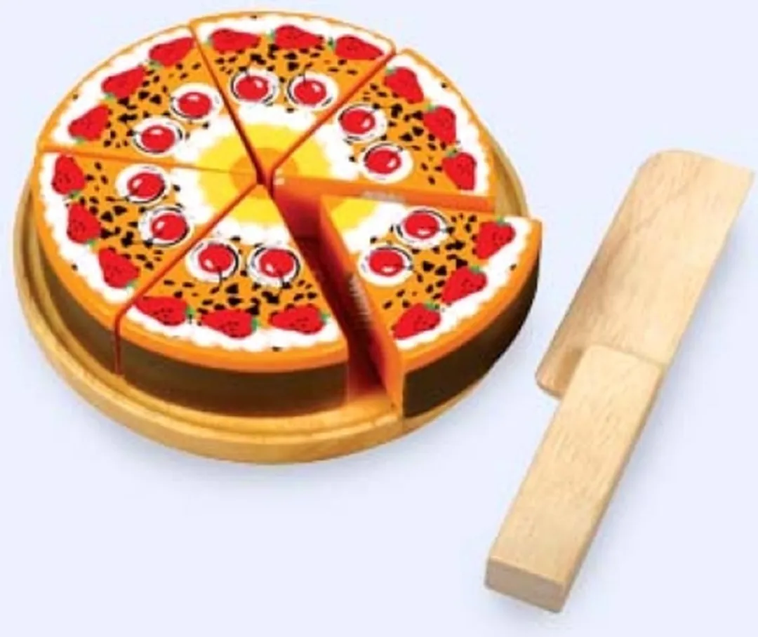 houten aarbei kersentaart snijdbaar met mesje