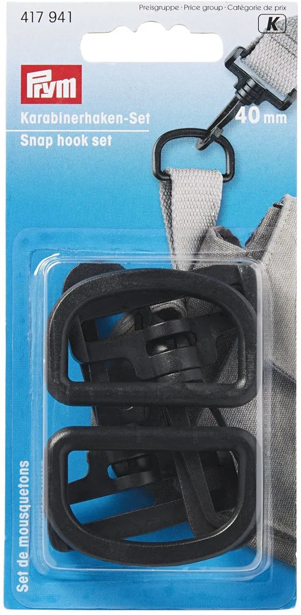 Prym Karabijnhakenset Kunststof 40mm - Zwart