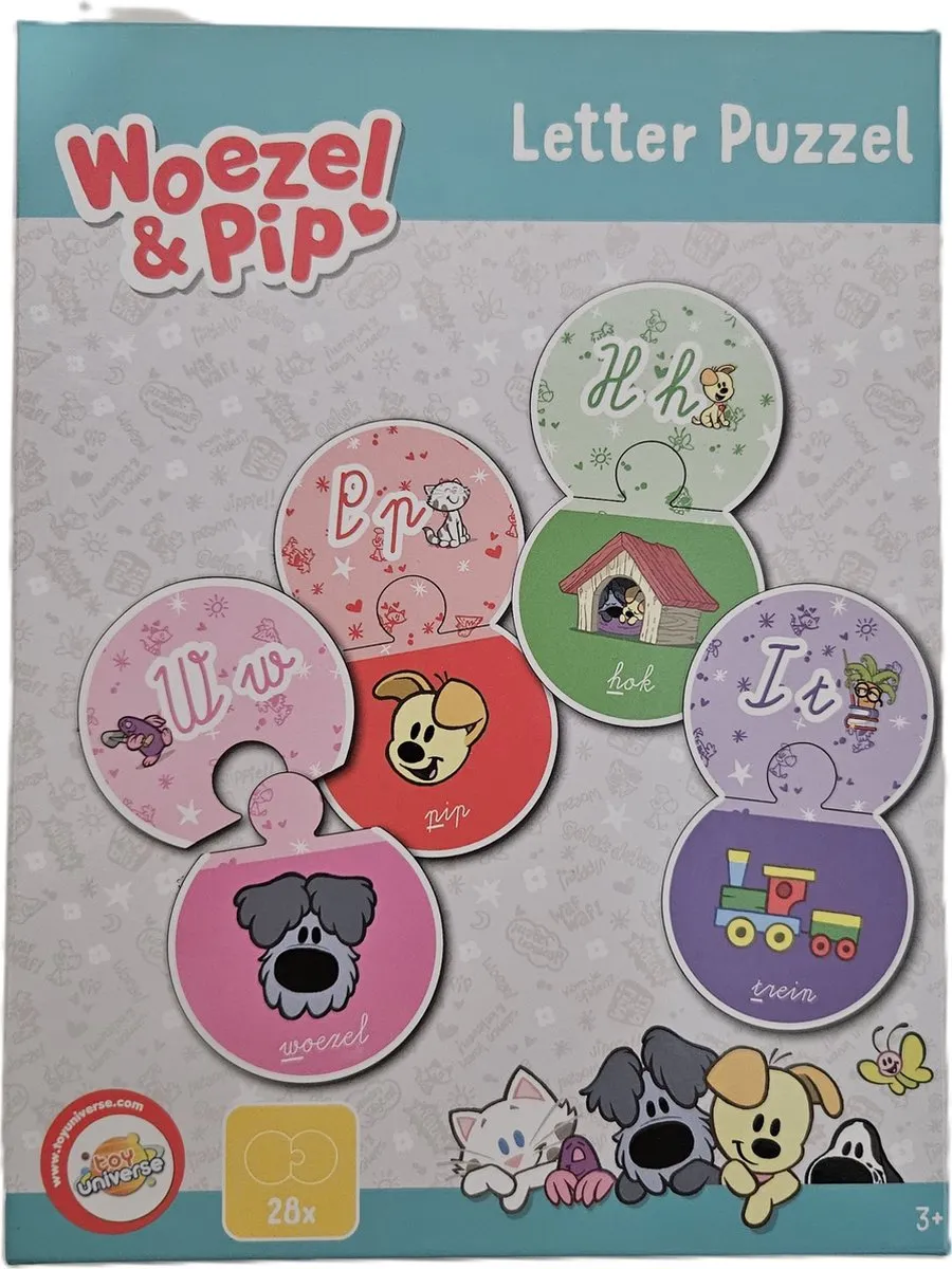 Toy Universe Woezel & Pip Letter Puzzel - 56 Stuks - Multicolor