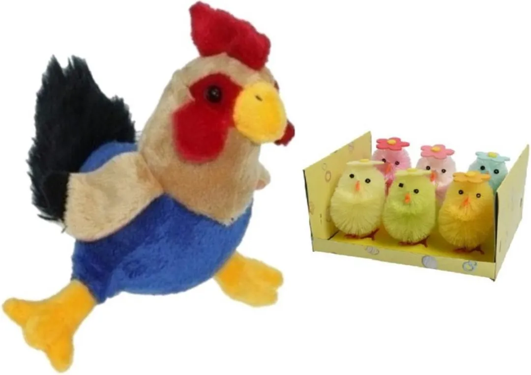 Decoris Pluche Kippen & Hanen Knuffel 20cm