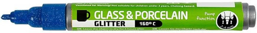 Creativ Company Glas- & Porseleinstiften 2-4mm Blauw Glitter