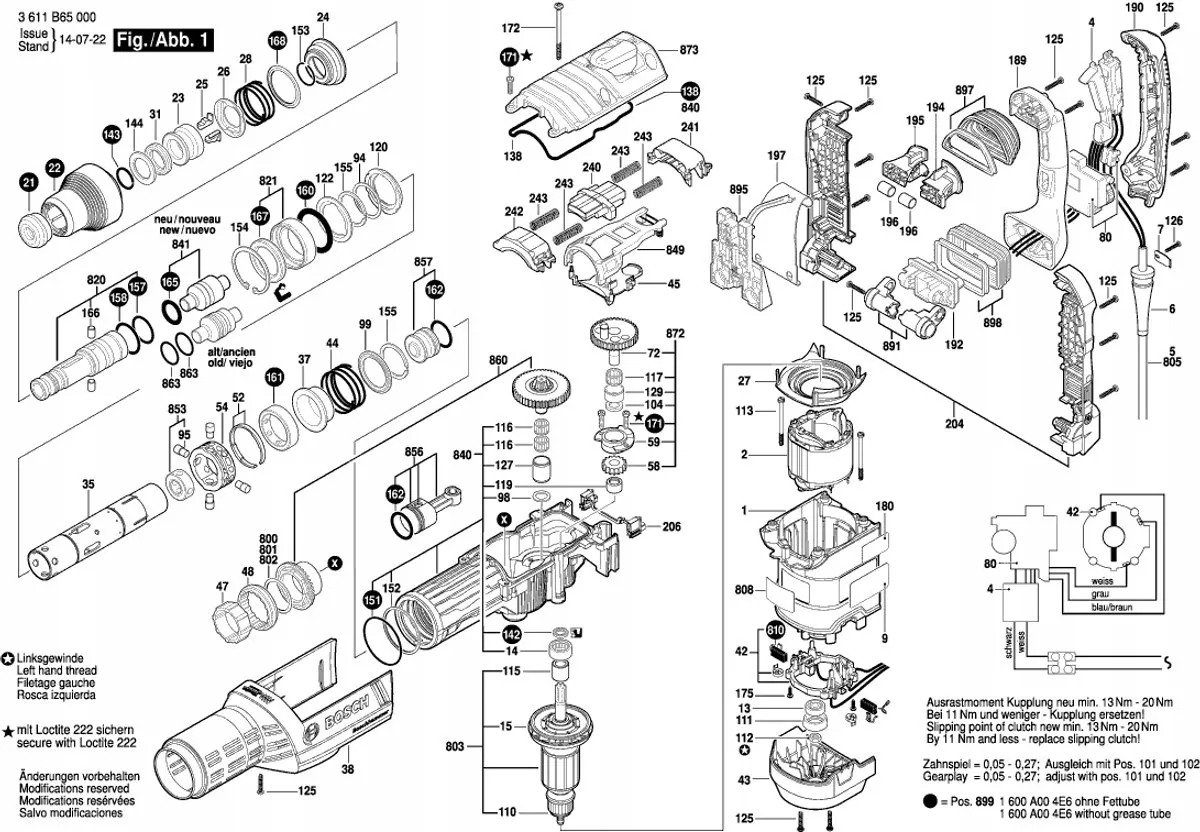 Bosch Servicekit GBH 8-45 DV/RH 850 VC 3611B65000 - Koolborstels & afdichting