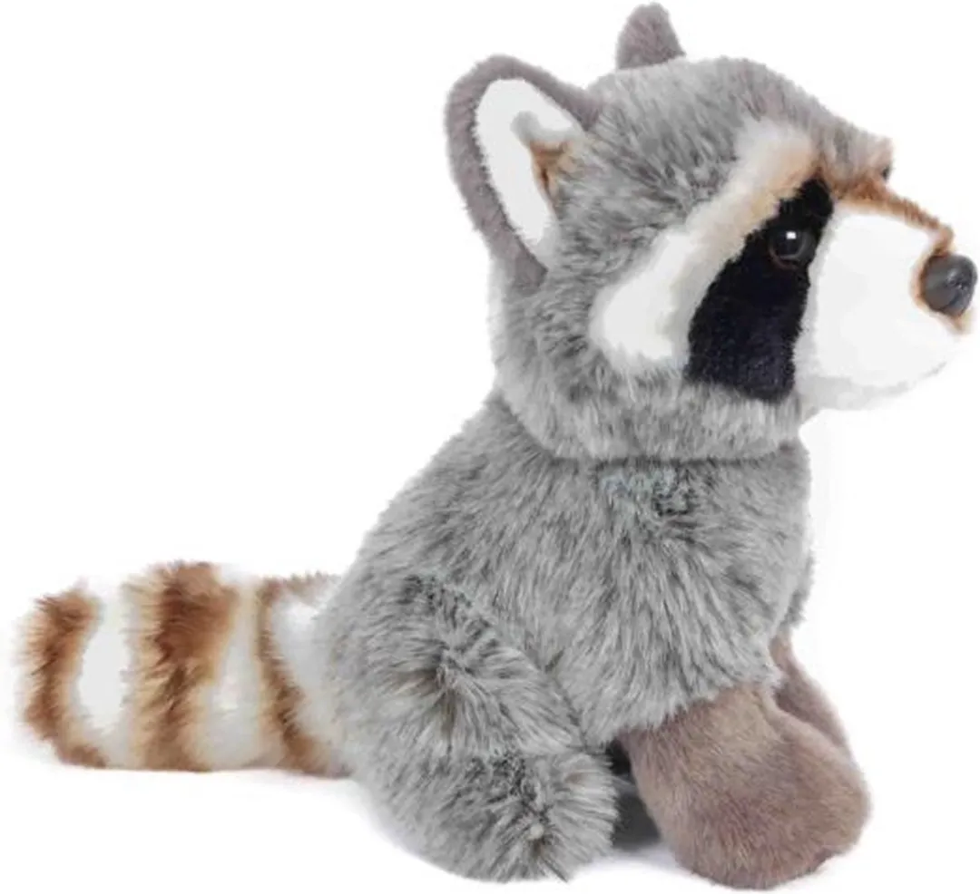 PIA Soft Toys Pluche Wasbeer Knuffel 18cm - Grijs/Wit/Zwart/Bruin