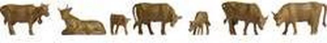 NOCH 18216 H0 Koeien Figuren - Staand/Liggend - Bruin