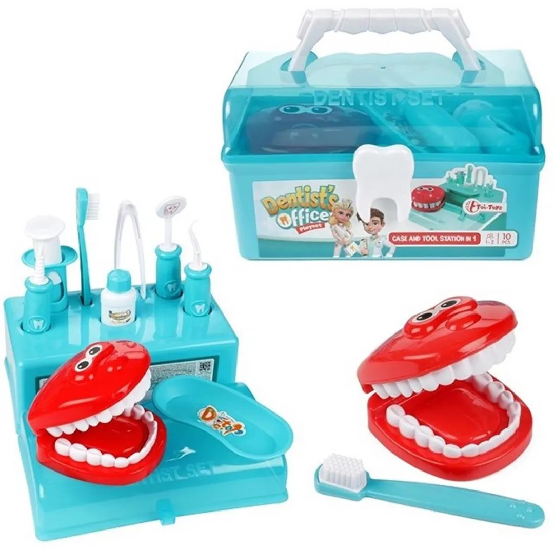 Toi-Toys Tandartskoffer Blauw - 10-delig