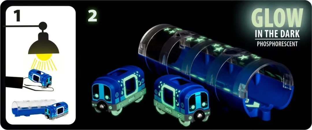 BRIO Metrotrein en Tunnel 33970 - Glow in the dark - Multicolor
