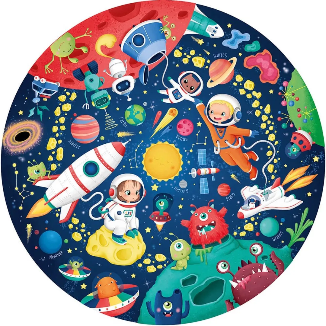 Eurekakids Puzzel Space 100 Stuks Glow in the Dark - Ø76cm