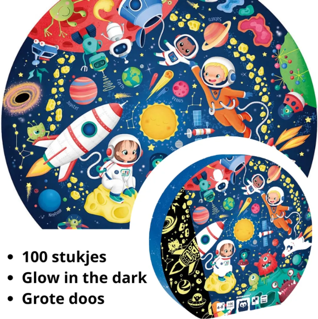Eurekakids Puzzel Space 100 Stuks Glow in the Dark