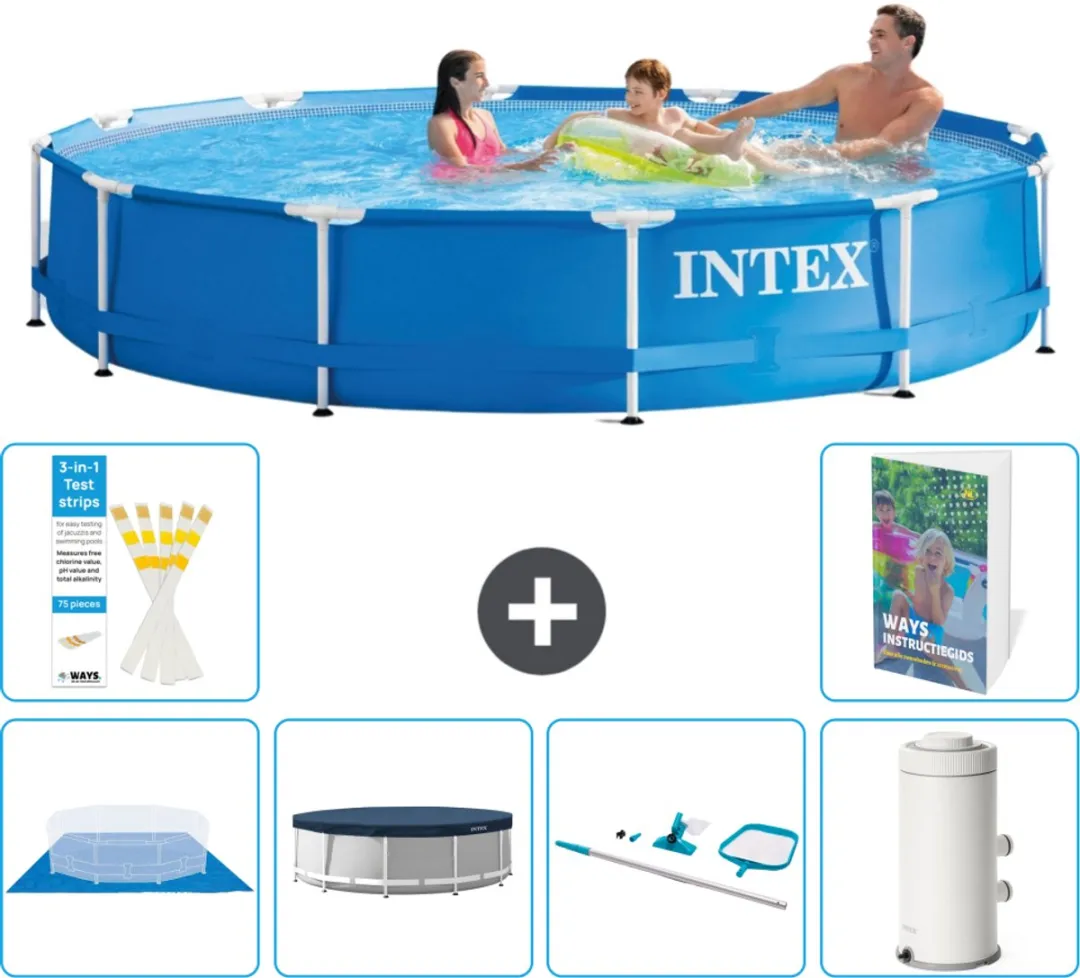 Intex 28210NP-Blauw Rond Frame Zwembad 366x76cm