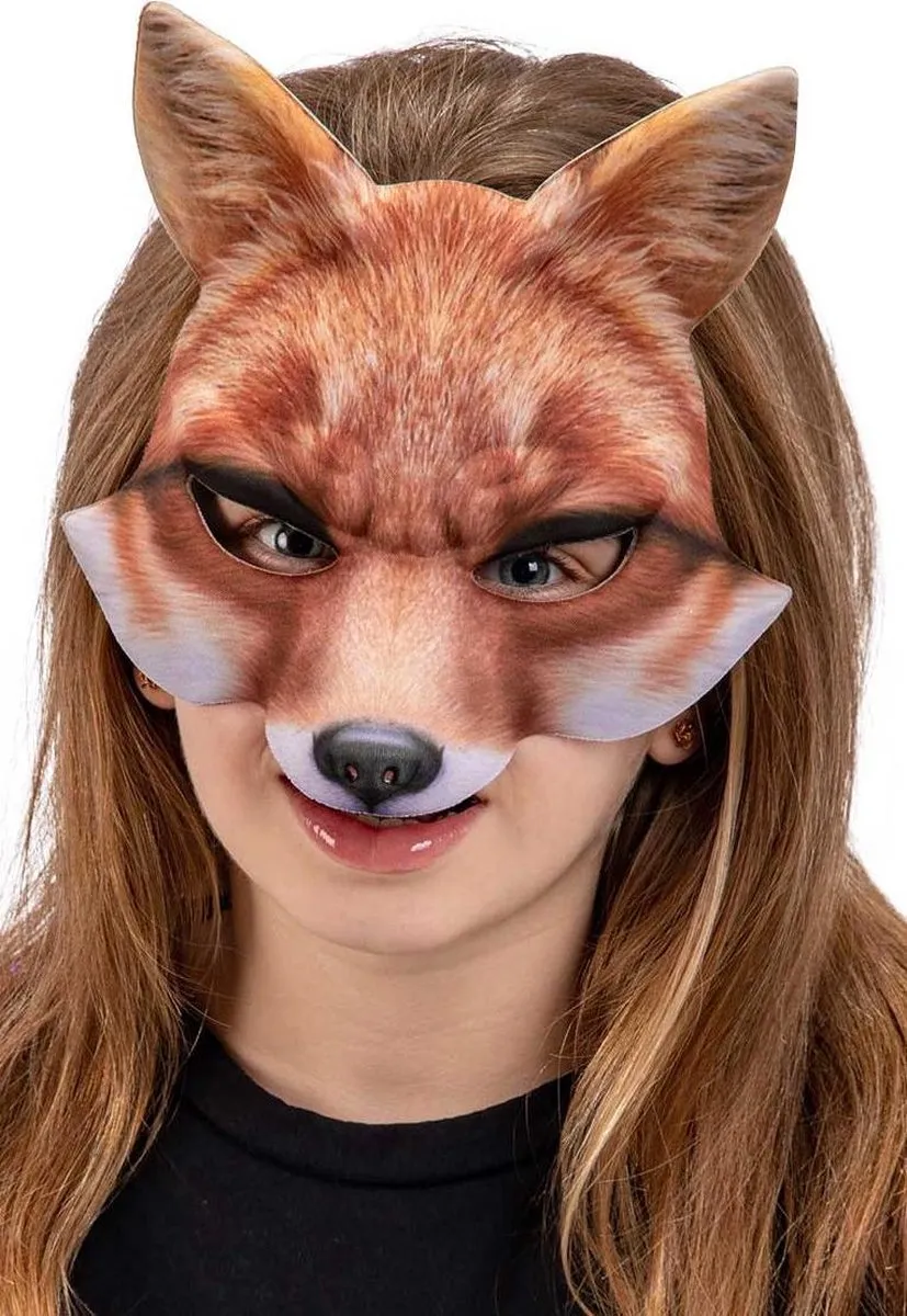 Carnival Toys Halfmasker Vos Junior Karton Oranje One-size