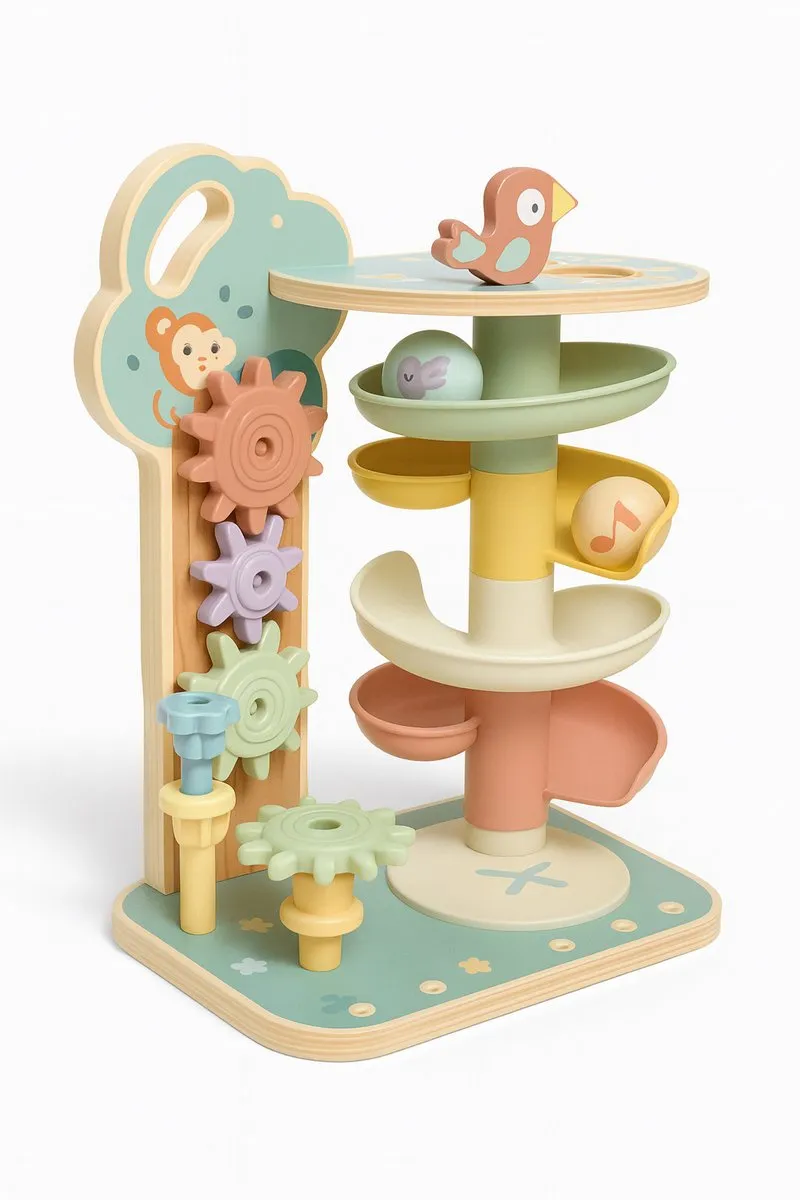 Tooky Toy Interactieve Houten Speelset Knikkerbaan & Tandwielen