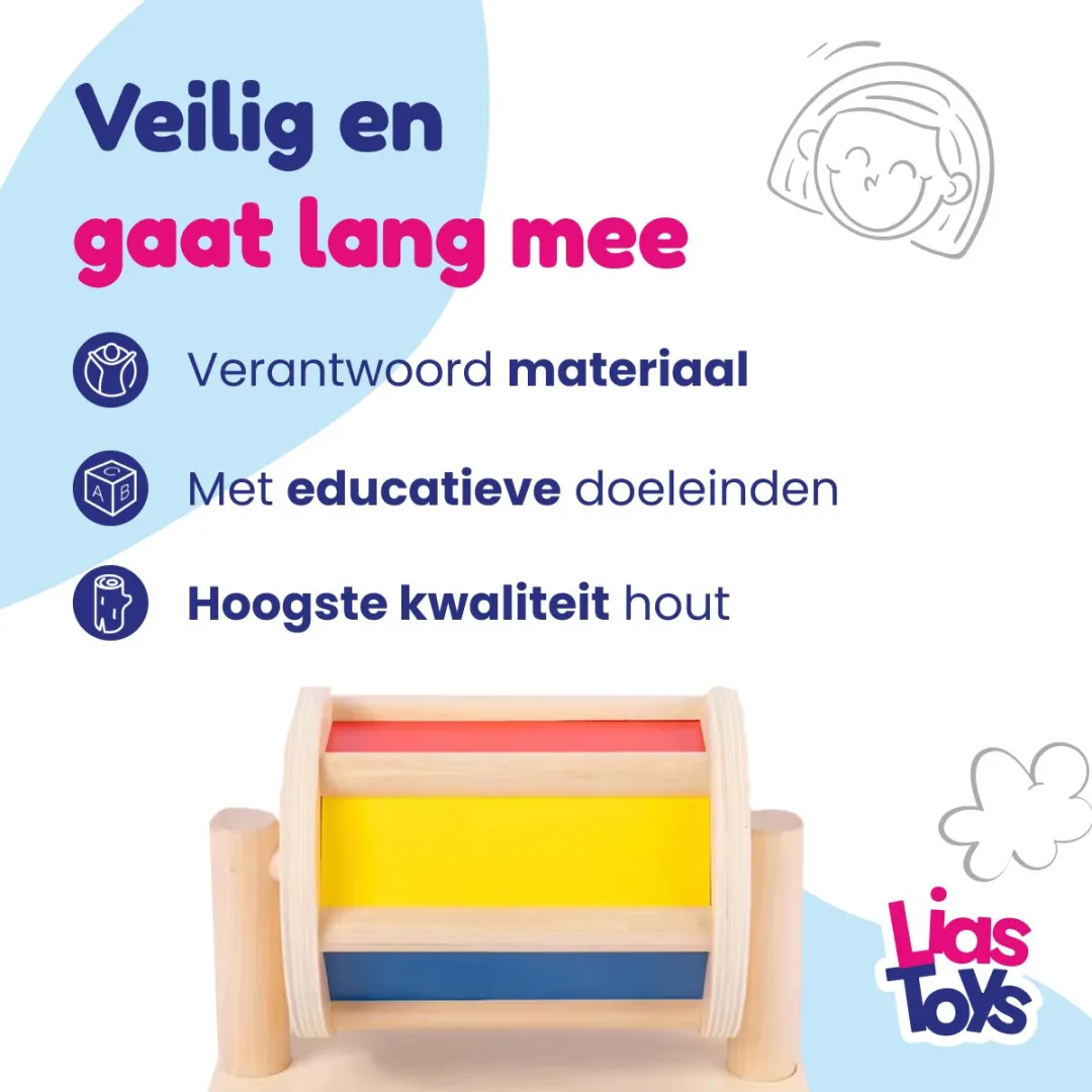 LiasToys Spinning Drum Houten Speelgoed - Blank - afbeelding 6 van 6