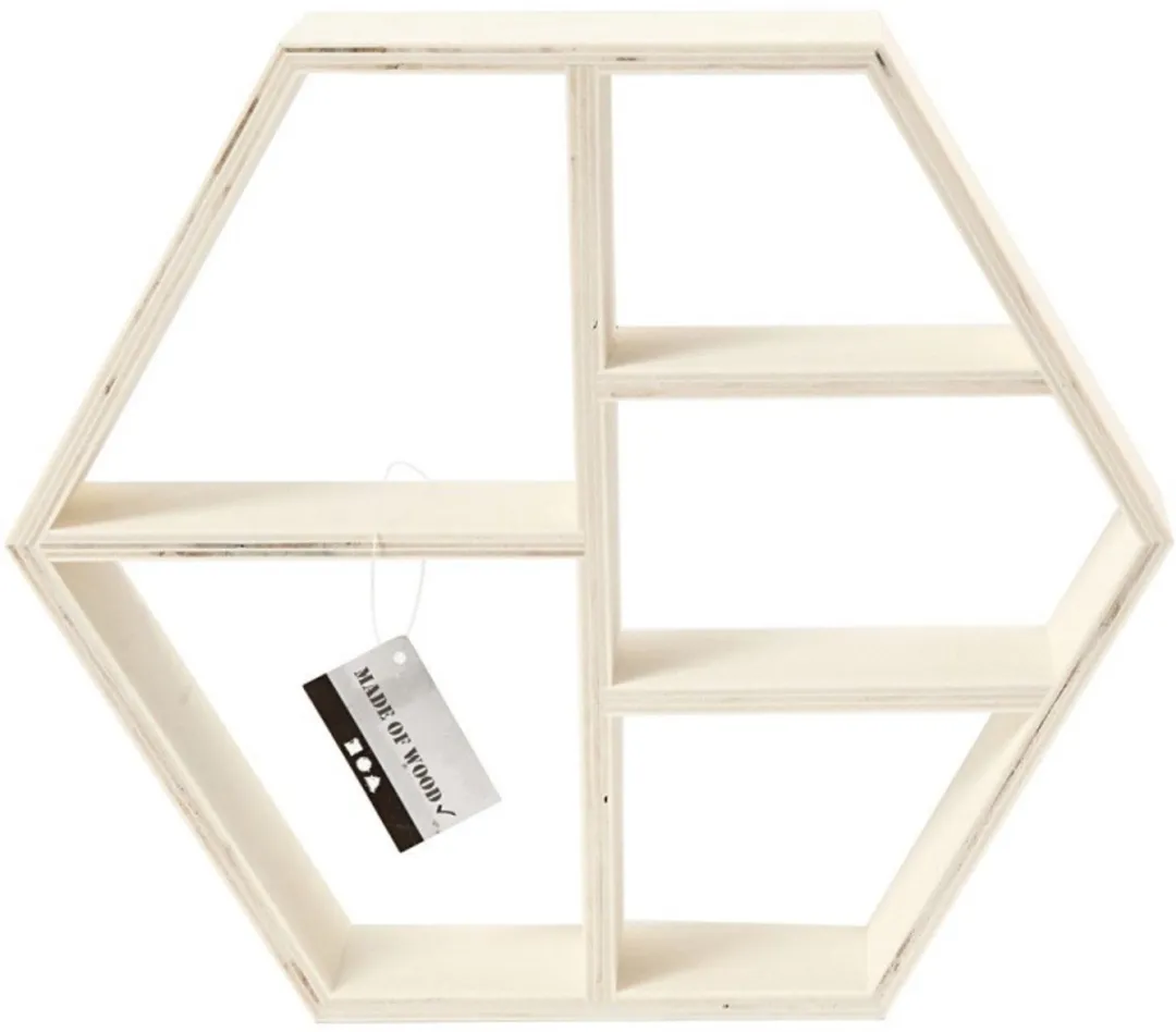 Creativ Company Houten Display Kast Hexagon 28,5x25cm - Naturel