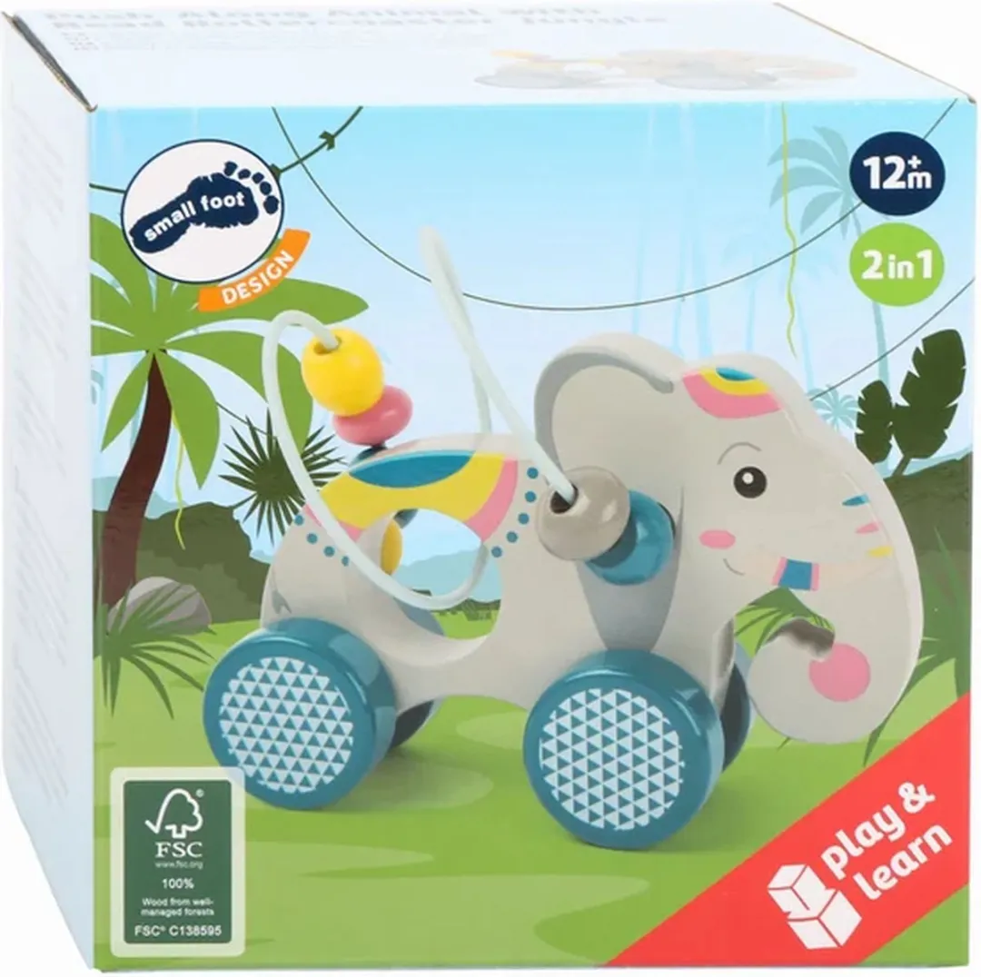 Small Foot Houten Duwfiguur Olifant - Motoriekspiraal - afbeelding 6 van 6