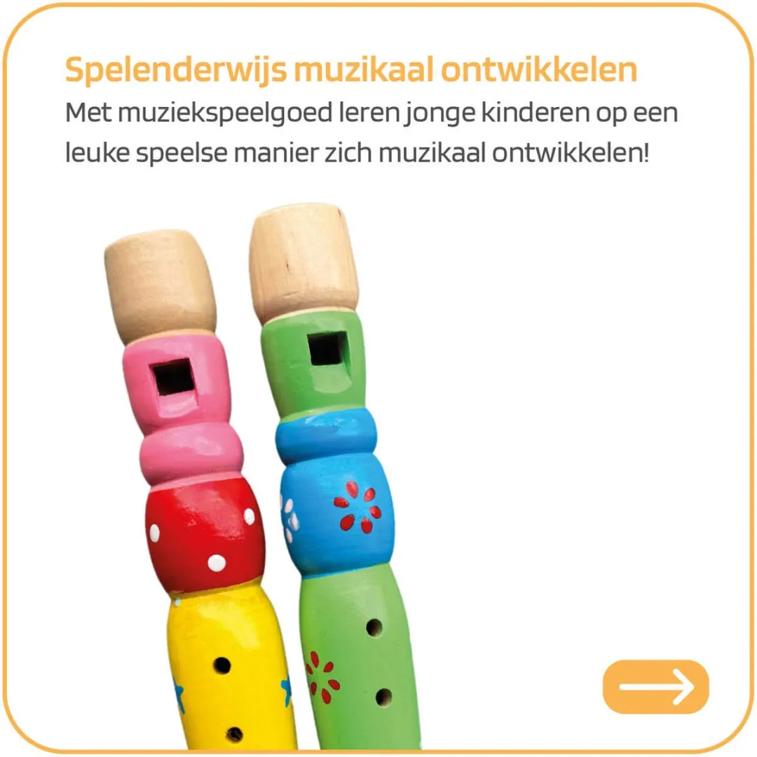 Jobber Toys Blokfluit Mondharmonica Set - Houten Instrumenten