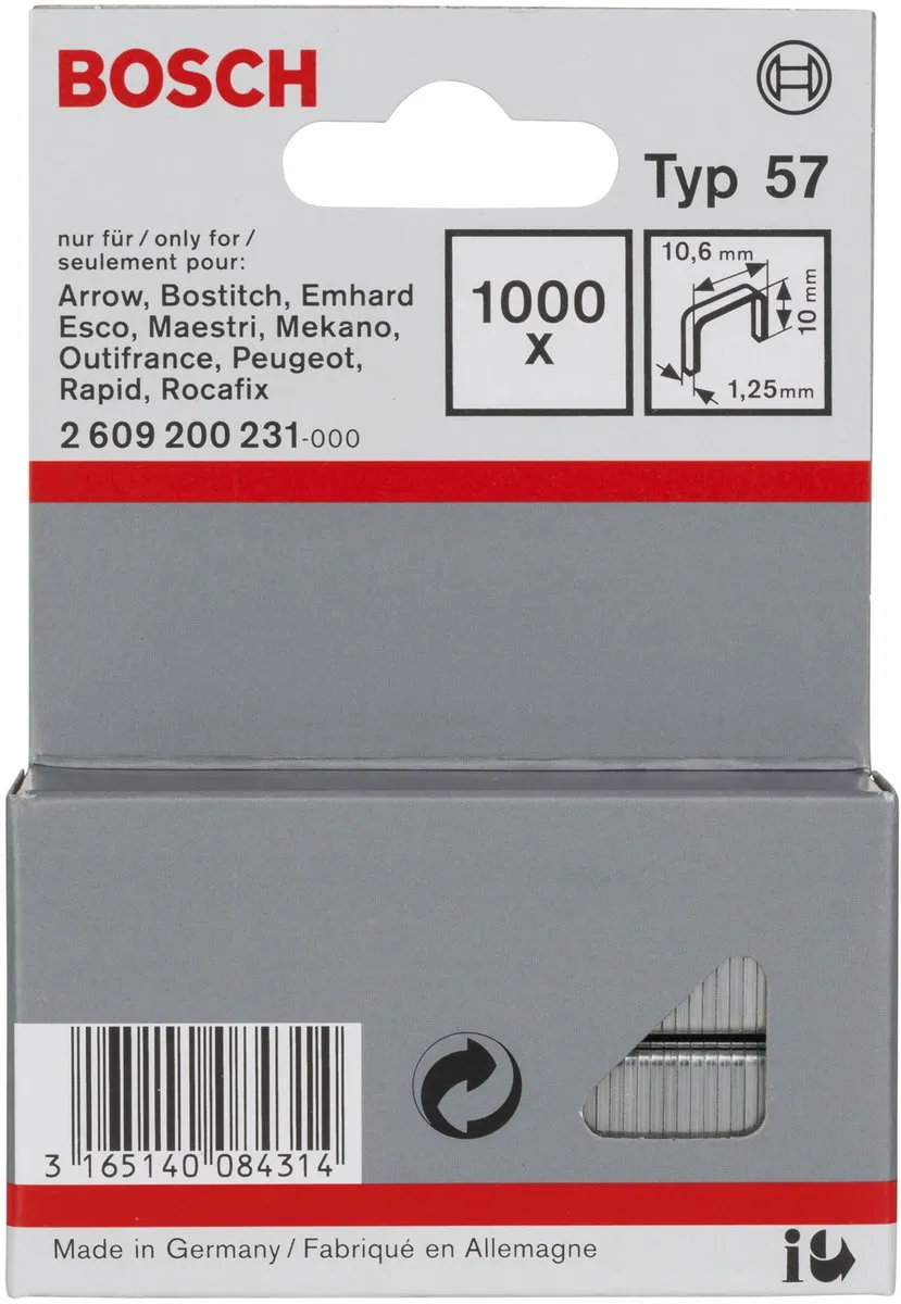 Bosch Professional Niet-met-platte-draad 10mm Type 57 - 1000 Stuks