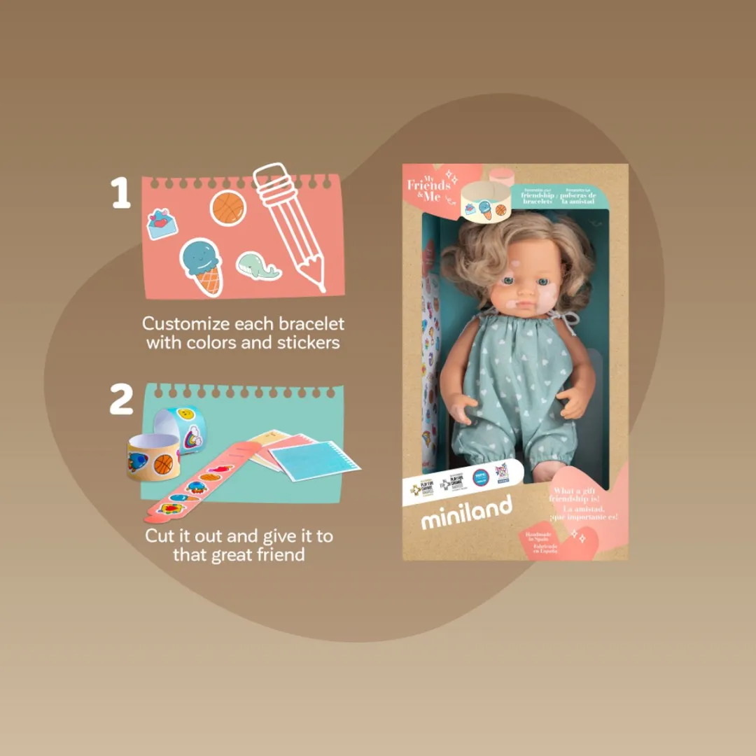 Miniland Pop Europees Meisje 38cm - Educatief Speelgoed - Multicolor