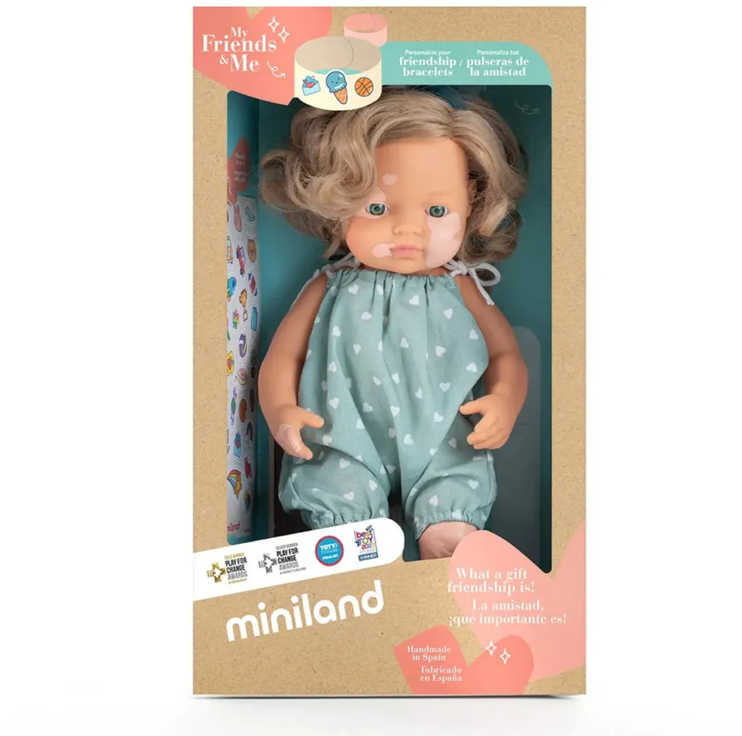Miniland Pop Europees Meisje 38cm - Educatief Speelgoed - Multicolor