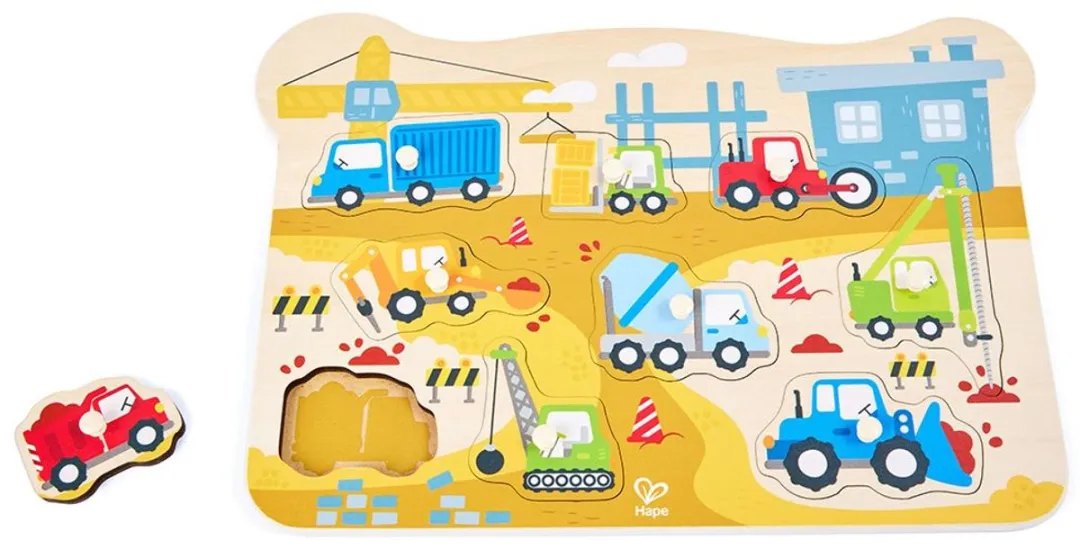 Hape Bouwvoertuigen Houten Puzzel