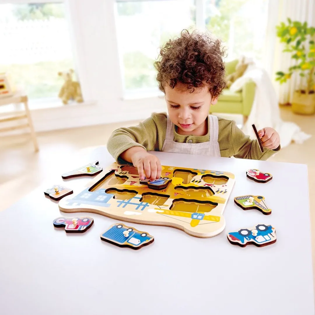 Hape Bouwvoertuigen Houten Puzzel - Multicolor - afbeelding 3 van 3
