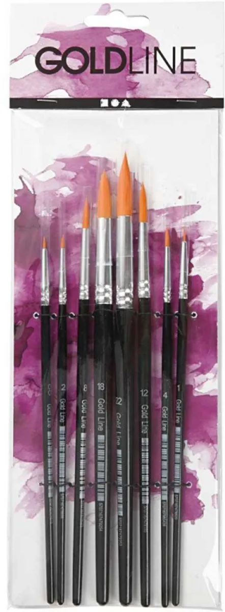 Creativ Company Gold Line Acryl Penselen Rond - 8 Stuks