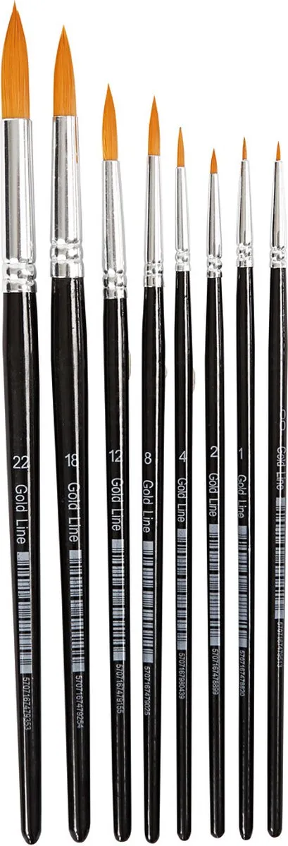 Creativ Company Gold Line Acryl Penselen Rond - 8 Stuks