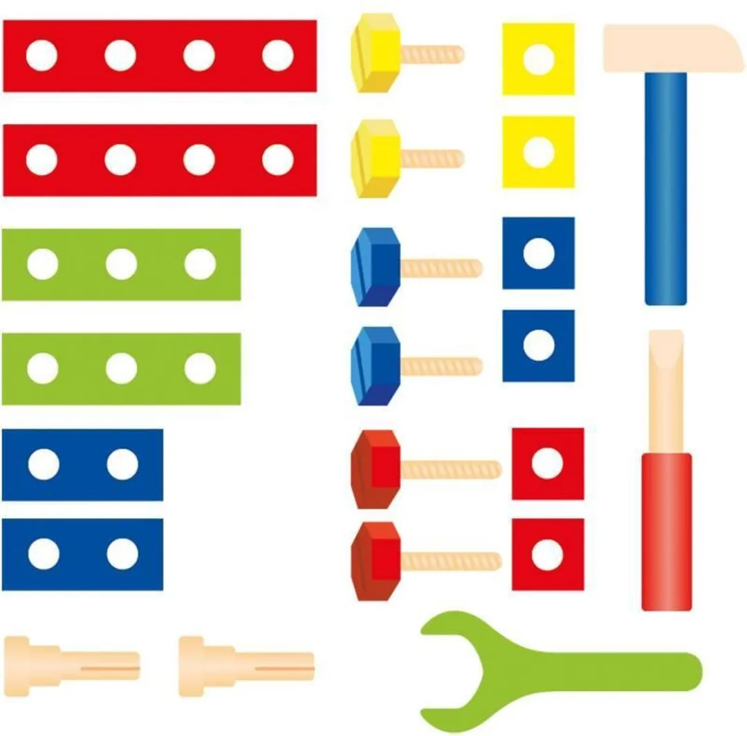 Viga Toys Gereedschapskist Hout 24-delig - Multicolor