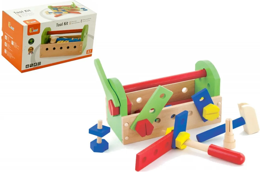 Viga Toys Gereedschapskist Hout 24-delig - Multicolor