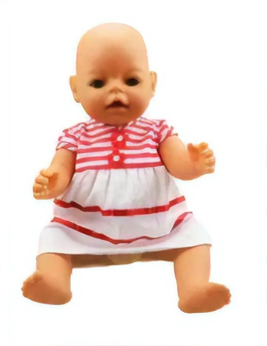 Gerardo's Toys Babypoppenjurk Gestreept 46 Cm Wit/rood