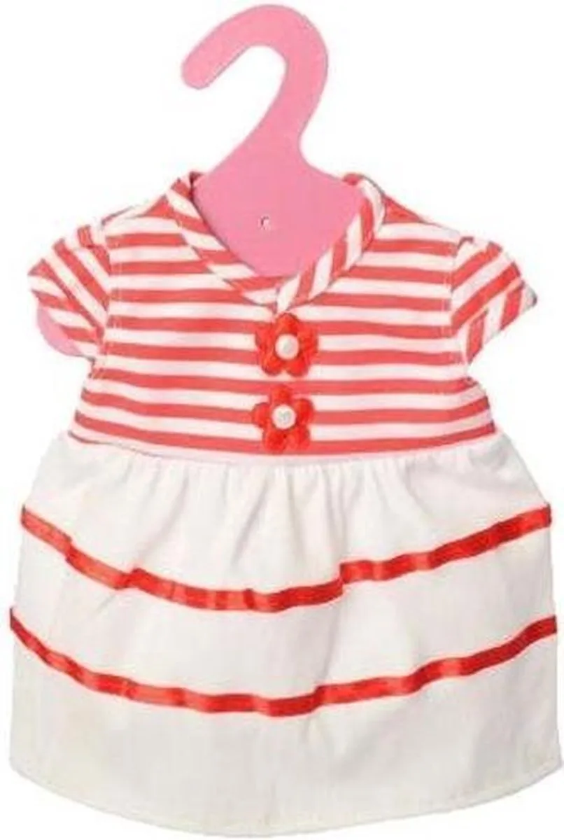 Gerardo's Toys Babypoppenjurk Gestreept 46 Cm Wit/rood