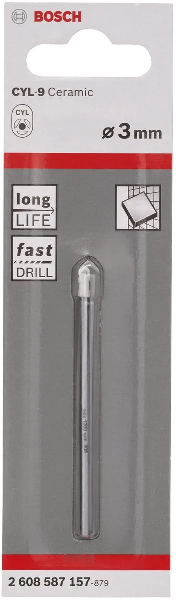Bosch CYL-9 Tegelboren 3mm - 3 Stuks - Zilver/Wit