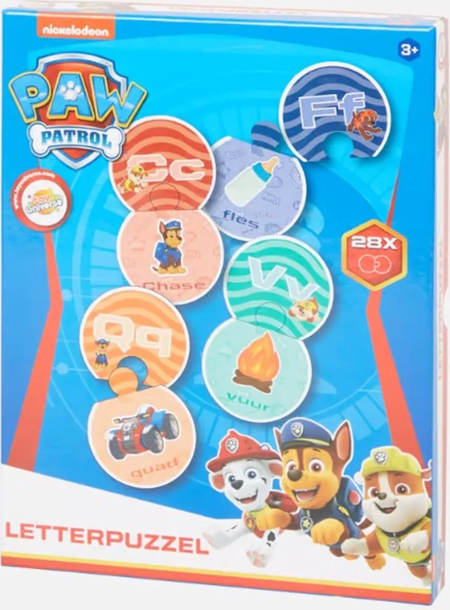 Toy Universe Paw Patrol Letterpuzzel - 28 Kaartjes - Multi