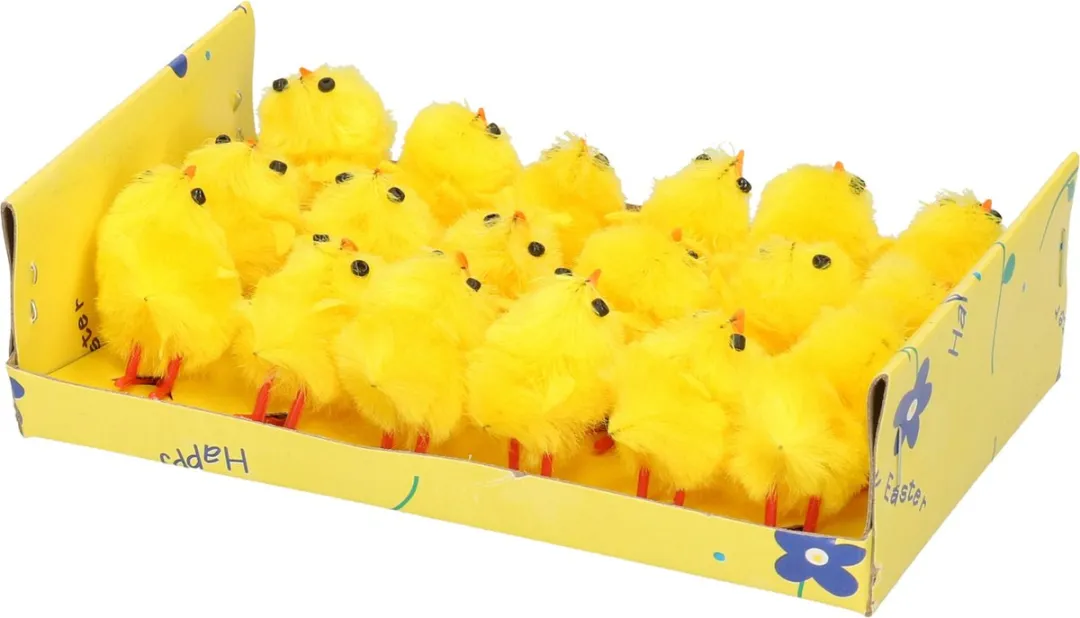 Decoris Pluche Kip & 18x Mini Kuikentjes - 19 Stuks - Multi