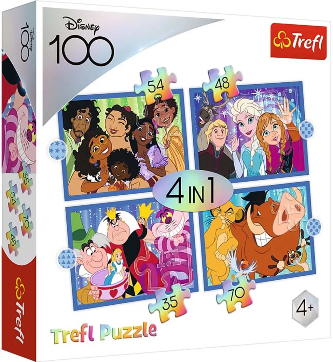 Trefl 4in1M Disney 100 Puzzel - 1000 Stuks - Multicolor
