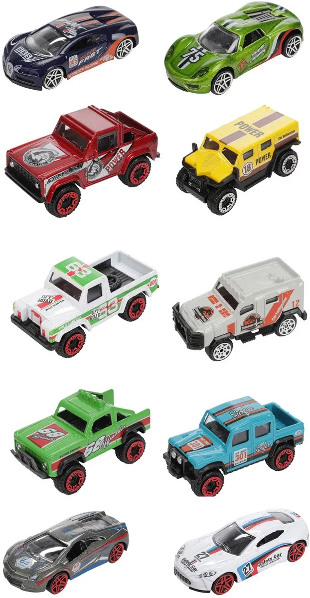 Toi-Toys Metal Rally Raceauto's 5st - Multikleur
