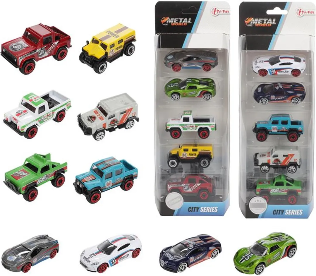 Toi-Toys Metal Rally Raceauto's 5st - Multikleur