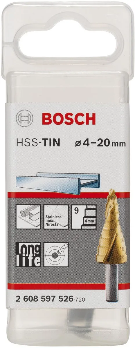 Bosch Trappenboor HSS-TiN 4-delig - 20mm - Hout