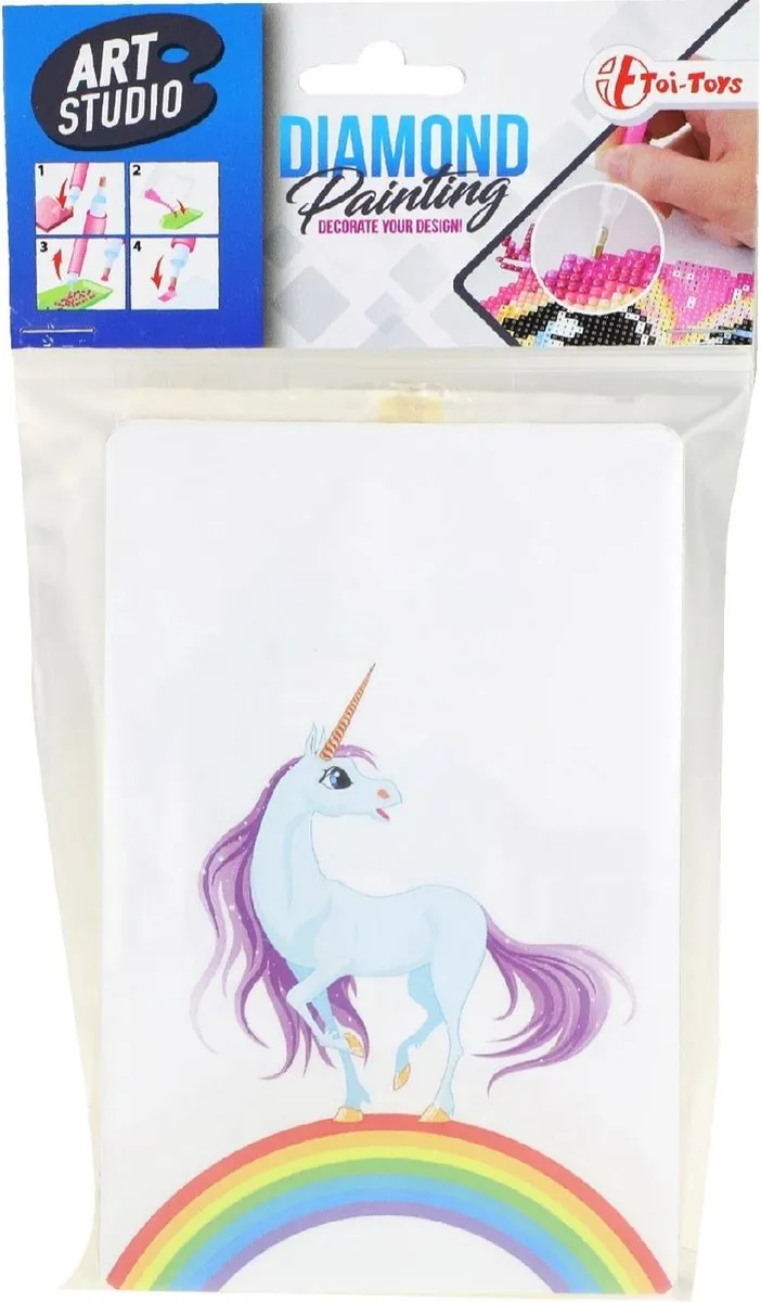 Toi-Toys Diamond Painting Eenhoorn Regenboog 15x10cm