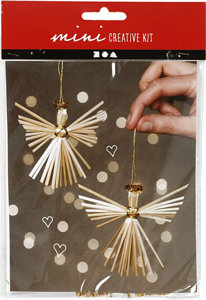 Creativ Company Mini Creative Kit Kerstengelen Stro 8cm